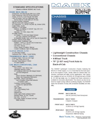 रिजिड चेसिस Mack RD694P CA49 EM5-250 4x2