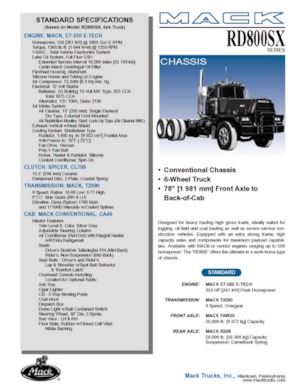 रिजिड चेसिस Mack RD890SX CA49 E7-350 E-TECH 6x4