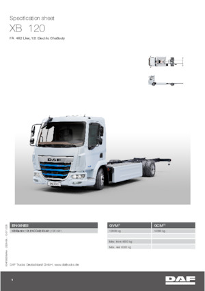 रिजिड चेसिस DAF XB 120 FA 12t Electric ChsBody