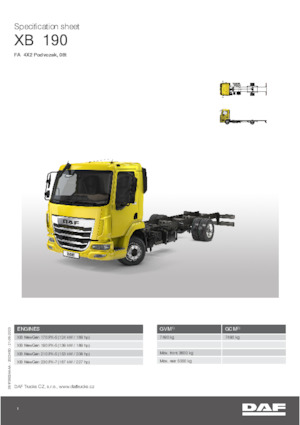 रिजिड चेसिस DAF XB 190 FA 08t