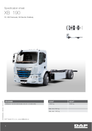 रिजिड चेसिस DAF XB 190 FA 19t Electric ChsBody