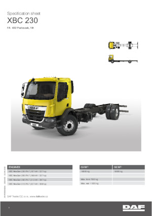 रिजिड चेसिस DAF XBC 230 FA 19t