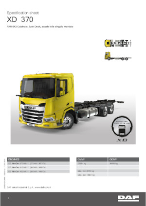 रिजिड चेसिस DAF XD 370 FAR Low Deck