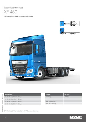 रिजिड चेसिस DAF XF 450 FAR