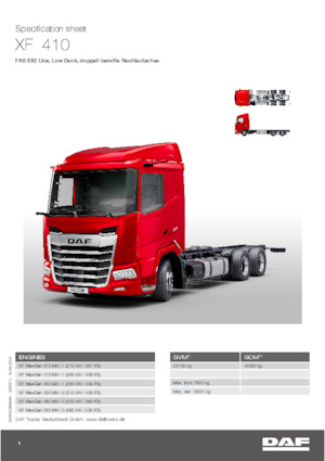 रिजिड चेसिस DAF XF 410 FAS Low Deck