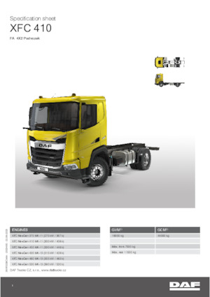रिजिड चेसिस DAF XFC 480 FA