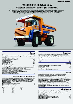 रिजिड डंप ट्रक Belaz 7547