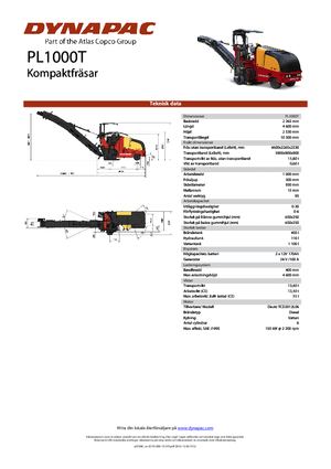 कोल्ड मिलिंग मशीन Dynapac PL 1000 T