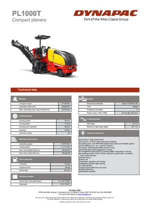 कोल्ड मिलिंग मशीन Dynapac PL 1000 T