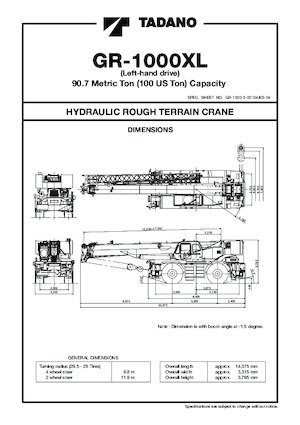 रफ-टेरेन क्रेन Tadano GR-1000XL-3