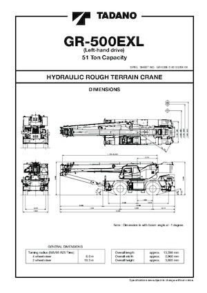 रफ-टेरेन क्रेन Tadano GR-500EXL