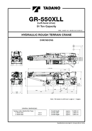 रफ-टेरेन क्रेन Tadano GR-550XLL