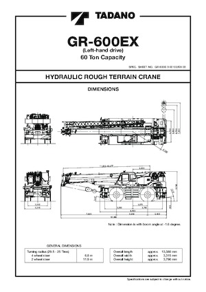 रफ-टेरेन क्रेन Tadano GR-600EX-3
