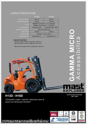 रफ टेरेन फोर्कलिफ्ट Mast Explorer H 16 D