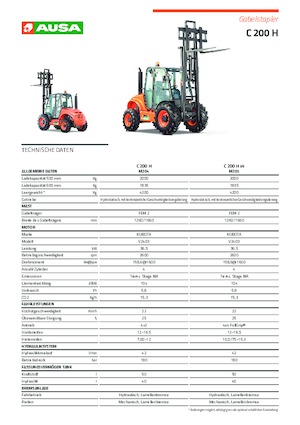 रफ टेरेन फोर्कलिफ्ट Ausa C 200 H