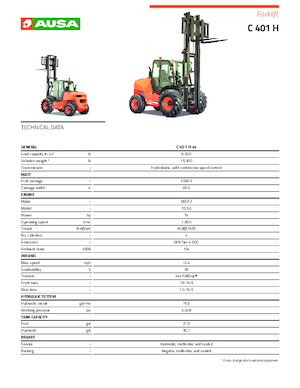 रफ टेरेन फोर्कलिफ्ट Ausa C 401 H x4