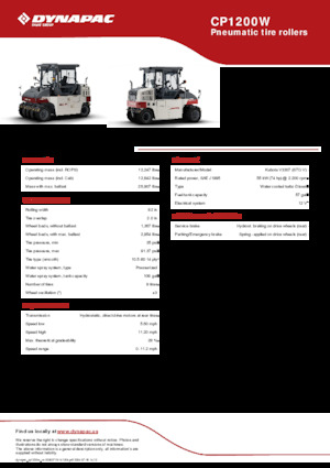 रबर-व्हील्ड रोलर Dynapac CP1200W