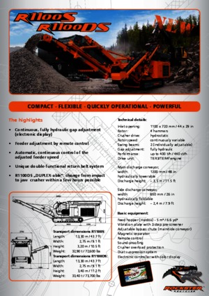 रबल रीसाइक्लिंग प्लांट Rockster R1100DS 
