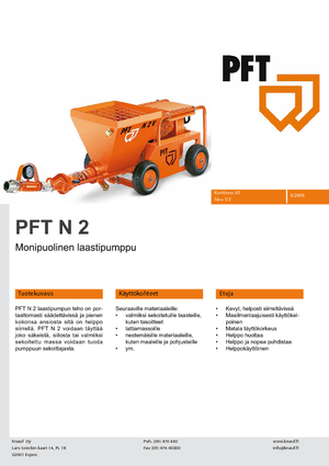 स्क्रू कन्वेयर पंप PFT N 2 V