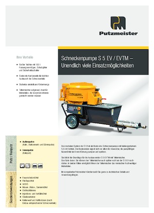 स्क्रू कन्वेयर पंप Putzmeister S 5 EV