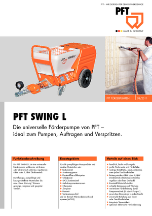 स्क्रू कन्वेयर पंप PFT Swing L FU 230V