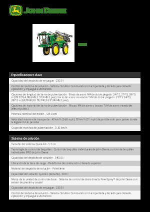 सेल्फ-प्रोपेल्ड फील्ड स्प्रेयर John Deere 332M