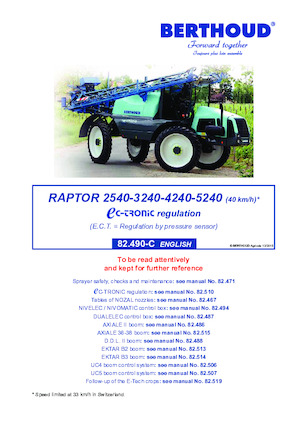 सेल्फ-प्रोपेल्ड फील्ड स्प्रेयर Berthoud RAPTOR 4240