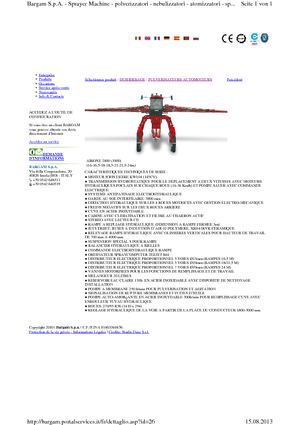 सेल्फ-प्रोपेल्ड फील्ड स्प्रेयर Bargam Airone 2000