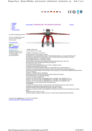 सेल्फ-प्रोपेल्ड फील्ड स्प्रेयर Bargam Airone 2000