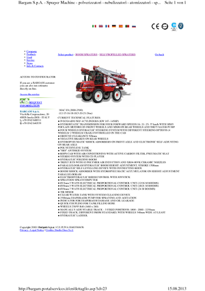 सेल्फ-प्रोपेल्ड फील्ड स्प्रेयर Bargam Mac 2000 ES C