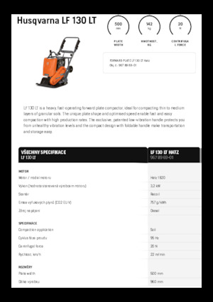 सिंगल डायरेक्शन वाइब्रेटरी प्लेट कॉम्पेक्टर Husqvarna LF 130 LT