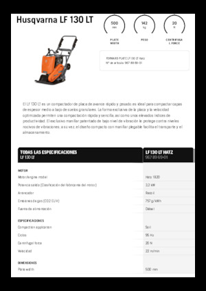 सिंगल डायरेक्शन वाइब्रेटरी प्लेट कॉम्पेक्टर Husqvarna LF 130 LT