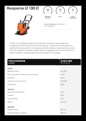 सिंगल डायरेक्शन वाइब्रेटरी प्लेट कॉम्पेक्टर Husqvarna LF 130 LT