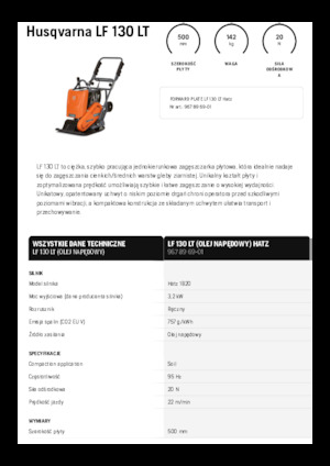 सिंगल डायरेक्शन वाइब्रेटरी प्लेट कॉम्पेक्टर Husqvarna LF 130 LT
