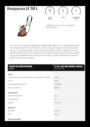 सिंगल डायरेक्शन वाइब्रेटरी प्लेट कॉम्पेक्टर Husqvarna LF 50 L