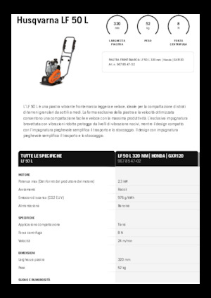 सिंगल डायरेक्शन वाइब्रेटरी प्लेट कॉम्पेक्टर Husqvarna LF 50 L