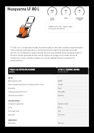 सिंगल डायरेक्शन वाइब्रेटरी प्लेट कॉम्पेक्टर Husqvarna LF 80 L