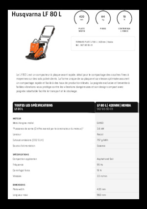 सिंगल डायरेक्शन वाइब्रेटरी प्लेट कॉम्पेक्टर Husqvarna LF 80 L