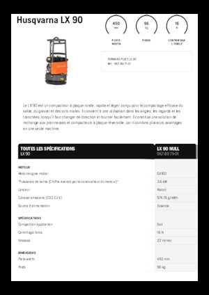 सिंगल डायरेक्शन वाइब्रेटरी प्लेट कॉम्पेक्टर Husqvarna LX 90
