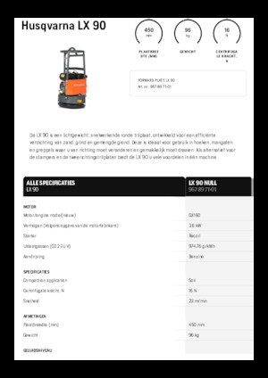 सिंगल डायरेक्शन वाइब्रेटरी प्लेट कॉम्पेक्टर Husqvarna LX 90