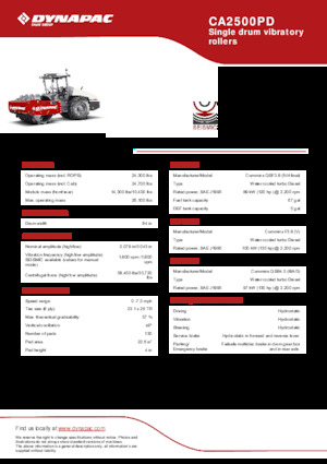सिंगल-ड्रम रोलर Dynapac CA2500PD