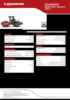 सिंगल-ड्रम रोलर Dynapac CA3500PD