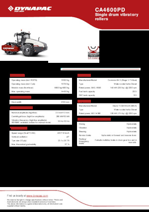 सिंगल-ड्रम रोलर Dynapac CA4600PD 