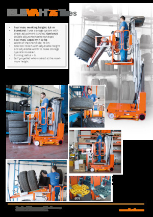 सिंगल वर्टिकल मास्ट बूम लिफ्ट Faraone Elevah 75 Tires