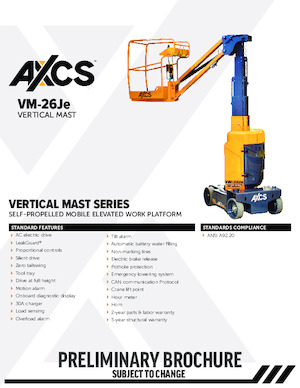 सिंगल वर्टिकल मास्ट बूम लिफ्ट AXCS VM-26Je