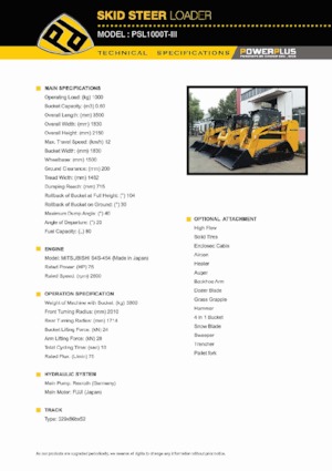 स्किड स्टीयर लोडर PowerPlus PSL1000T-III 