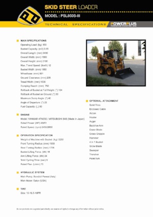 स्किड स्टीयर लोडर PowerPlus PSL850S-III