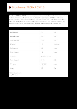 स्नोकटर Pronar OW 1.5 