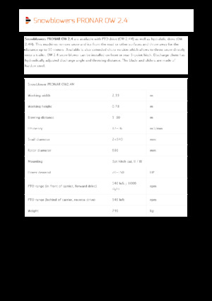 स्नोकटर Pronar OW 2.4 H