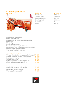 स्नोप्लो लाइट-ड्यूटी Hydrac L 2501 HS
